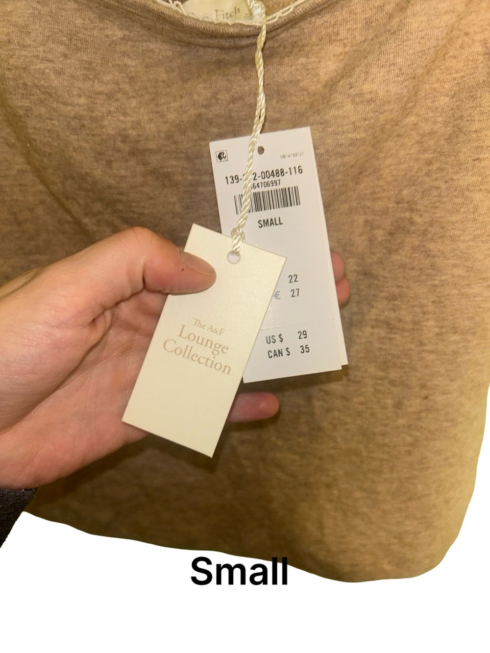 Abercrombie & Fitch Lounge Collection Heathered Tan/Cream Pajama Top - Small